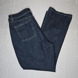 LL Bean Jeans Womens 14P Blue Straight Leg Classic Fit Denim Stretch Dark Wash